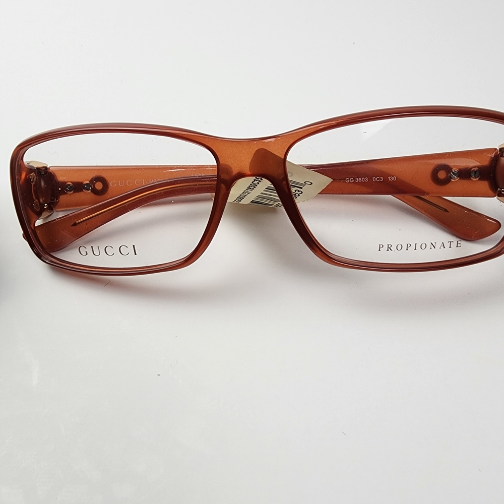 Gucci Brown Rectangular Propionate Eyeglasses